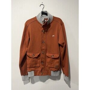 A. Tiziano Jacket Men’s Medium Pumpkin Orange Brown Button Zip Bomber Pockets